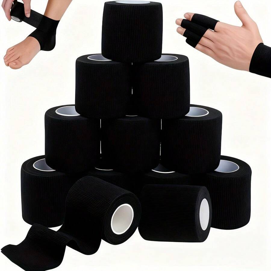 10 Rolls Elastic Self-Adhesive Bandage, Suitable For Fingers, Wrists, Toes, Sports Bandage - Black - View 1