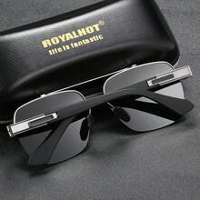 RoyalHot 中性偏光經典金屬橢圓框時尚眼鏡 駕駛用眼鏡 - 灰色 - 查看 4