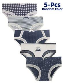 Juego de 5 bragas con estampado de rayas y lunares para adolescentes - Multicolor - Ver 1