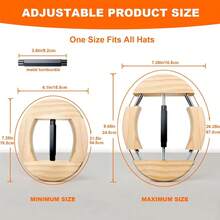 Adjustable Wooden Hat Stretcher Cap Shape Maintainer Premium Fedora Hat Rack - Black - View 2