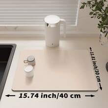 结实耐用的厨房沥水垫，超强吸水，餐具晾干垫，防滑速干垫，水龙头水槽垫，防滑厨房垫，适用于水槽边，天然卫生，是家居和厨房装饰的必备品，也是您温馨秋冬和圣诞节装饰的一部分。 - 卡其色 - 查看 9