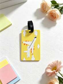 3PCS/1PC Cute 3D Letter Airplane Luggage Tag, Earth Pattern PVC Soft Rubber Luggage Tag, Back Can Be Marked With Name To Prevent Loss, Lightweight And Durable, Practical Travel Luggage Tag For Men And Women, Party Birthday Gift - Multicolor - View 4