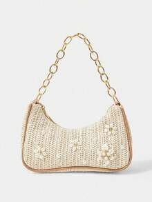 Pegatina para cadena de bolso de hombro con 4 perlas florales