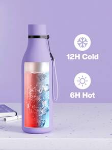 Meoky 17oz/500ml 磨砂運動水壺附手提帶 – 可樂造型不鏽鋼水瓶，柔軟觸感橡膠塗層，防漏雙層保溫，12小時保冷，適合健身、旅行、學校及戶外使用 - 紫色 - 查看 5