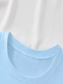 Shiny Cherry Fruit Graphic Baby Tee Women Retro Y2K Slim Cropped Casual Top,Women's T-Shirts, Cropped T-Shirts, Crop Tops - Blue - View 5