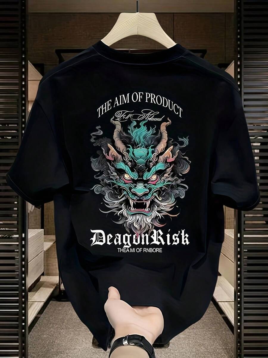 Camiseta de Puro de Moda con Estampado de Marca, Manga Corta, Talla Grande, Holgada y Versátil para Hombres, Nueva Colección de Verano. - Multicolor - Ver 1