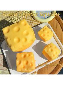 New Cheese Squishy - Creative Jerry Cheese Squishy - Extra Large Cheese Squishy - Cube Cheese - Shapeable Cheese Squishy - Slow Rebound Stress Relief Cheese Toy - Super Soft - Creative Healing Touch Collectible - Perfect Gift For Birthday, Graduation, Summer Party - Multicolor - View 5