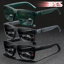 WSZ 3PCS Fashion Stripe Design Unisex Square Vintage Glasses Classic Driving Fishing Traveling Tropical Beach Vacay Vacation For Man Driver's Eyewear - 3PCSF364 - View 6