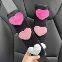 1 pieza/2 piezas Almohadillas suaves en forma de corazón para cinturón de del coche - Almohadillas de cómodas y antideslizantes, mejoran la experiencia de conducción - Hombreras - Ver 8