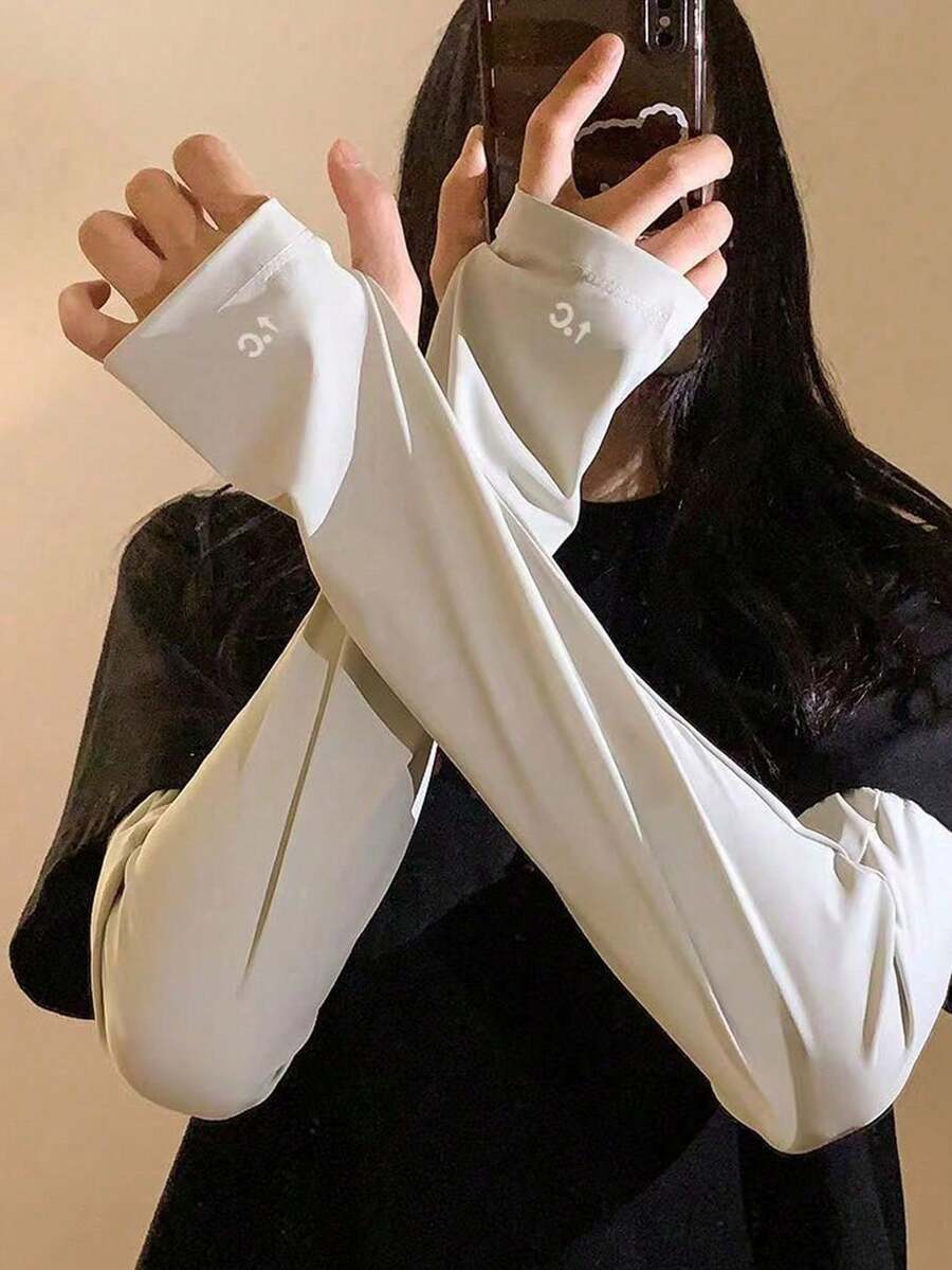 1 Pair Women's Ice Silk Sun Protection Arm Sleeves, Breathable Loose Fit For Summer Outdoor Travel And Cycling - Multicolor - View 1
