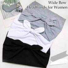 3/1pc Women's Bow Rabbit Ear Headband, Lightweight Spring/Summer Headband, Sports/Bohemian Style Extra Wide, Cute Rabbit Ear Knotted Headband, Mother's Day/Easter Rabbit Ear Hair Accessory, Elastic Bow Hair Accessory/Solid Elastic Bow Headband Suitable For Women, Suitable For Fitness/Yoga/Sports/Outdoor Activities - Multicolor - View 4