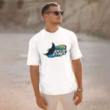 Tam-Pa-Bay-Rays Men's T-Shirt, Soft And Stretchy Cotton, Round Neck, Comfortable Slim Fit, Breathable And Durable, Basic For Everyday Wear, Office Or Casual Outings - 白色 - 查看 2