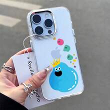 Funda para teléfono: Funda transparente con diseño de gotas azules y blancas, corona y puntos de colores para iPhone 14 Pro Max. Diseño moderno para uso diario. Redmi PIXEL   OPPO VIVO   HONOR. - Transparente 1 - Ver 1