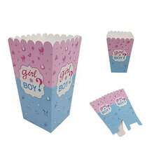 6/12/24 piezas Cajas de palomitas para revelación de género, adecuadas para fiesta de cumpleaños con tema de niño/niña, color/estilo aleatorio (12 piezas/set), se pueden usar como contenedor desechable de palomitas, caja de papas fritas, caja de pan, caja de dulces, caja de embalaje de alimentos desechable para revelación de género, adecuadas para palomitas, chips de maíz, BBQ, caja de comida para picnic (palomitas no incluidas) - Multicolor - Ver 7