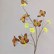 2Pcs Artificial Yellow Butterfly Floral Branches, Table Vase Indoor Balcony Home Decor - Yellow - View 1