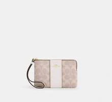 Coach 女款拉鍊手拿包錢包，經典帆布條紋手拿包 - 沙白堊 - 查看 6