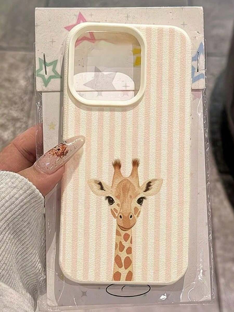 1pc TPU Giraffe Striped Pattern Phone Case, Compatible With Apple 17 Pro Max/17/16 Pro Max/16/15Pro Max/15/13Pro Max/13/12Pro/12/11, Full Coverage Anti-Drop Soft Shell Phone Protective Cover - Beige - View 1