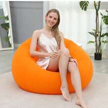 1 pieza Silla puf moderna de PVC gris, sofá inflable grande y holgado, sin relleno, apto para asientos de sala de estar interior y exterior - Multicolor - Ver 4