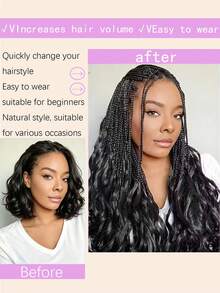 French Voluminous Wavy Crochet Ombre Spiral Braids, Pre-Stretched Synthetic Fiber Dreadlock Hair Extensions, Suitable For Daily Wear And Party - Multicolor - View 6