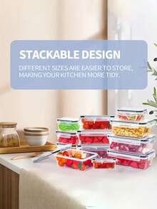 12-24pcs-Sealed Food Storage Container Set, Plastic Food Storage Box With Lid, Leak-Proof And Stackable Design, Leak-Proof And Stackable Kitchen Storage Box, Very Suitable For Organizing In The Refrigerator And For Pre-Processing Daily Food, Includes Labels And Marker Pen. - View 6