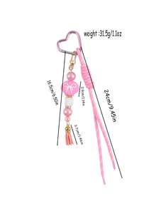 1 Pink Silicone Shell Bead Keychain-A Summer Must-Have. Silicone Bead Keychain Bracelet: A Cute Car Keychain Perfect For Women And Girls. - 2834 - View 11