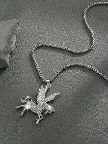 1pc Fashionable European & American Luxurious Creative Versatile Personalized Cartoon Shaped Necklace Pendant, Suitable For Men's Daily And Party Wear - Silver - View 3