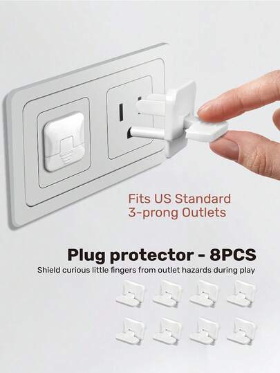 8 Packs US Standard 3-Prong Plug Protectors (Anti-Electric Shock), Baby Home Proofing Essentials, Childproof Indoor Protection Set For New Parents