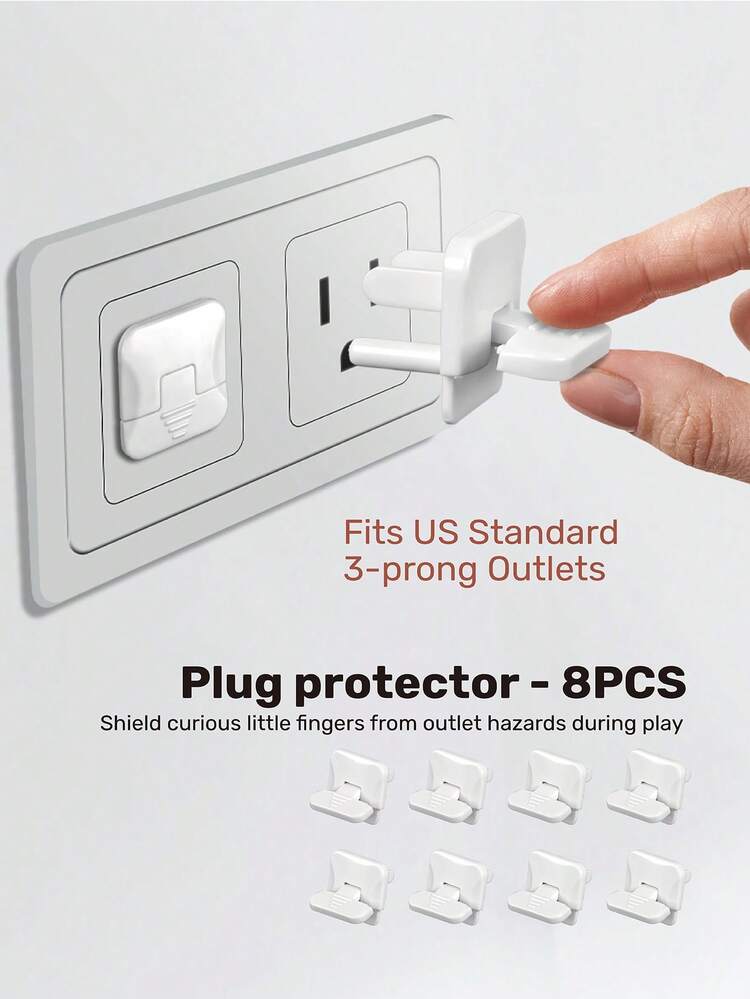 8 Packs US Standard 3-Prong Plug Protectors (Anti-Electric Shock), Baby Home Proofing Essentials, Childproof Indoor Protection Set For New Parents - Multicolor - View 1