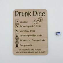 1/2件裝 Drunk Dice 木製遊戲標誌 刻印飲酒遊戲規則板 成人聚會之夜酒吧居家娛樂趣味派對遊戲配件 - 規則牌 - 查看 4