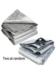 1pc Silver Plastic Woven PE Waterproof Tarp, Outdoor Rainproof Cover, Waterproof Canopy, Sunshade Tarp, Random Style (2*2m No Rope) Outdoor Picnic - A - View 8