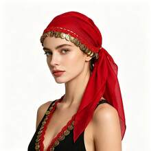 1pc Belly Dance Coin Headscarf, Dance Performance Accessory Headpiece Hat, Women's Belly Dance Costume - Multicolor - View 3