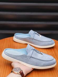 Men's Casual Shoes Suede Loafers Classic British Style Lightweight Soft Flat Shoes - Baby Blue - View 4
