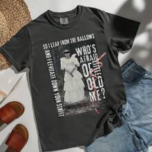 Camiseta "The Real Who's Afraid", Cuello Redondo Estilo Bruja,  1717, Regalos para Ella - Negro - Ver 3