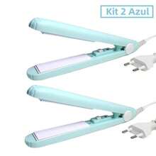 Mini Chapinha Prancha De Cabelo Pequena Portátil Chapinha Profissional Com Case Transporte Bivolt - Azul menta - Visão 1