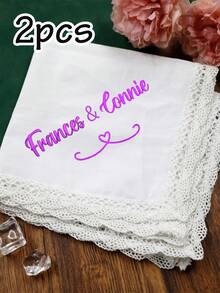 LICVIC Custom Embroidered Name White Lace Handkerchief, Elegant Wedding Bridal Handkerchiefs, Personalized Keepsake For Bride & Bridesmaid, Romantic Anniversary Gift, Customized Birthday Present, Customizable Christmas Gift For Wedding Party & Family - Style a - View 14