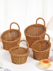 3pcs/1pc/Set Woven Storage Basket Home Essential Picnic & Wedding Decor Organizer, Wall-Mountable/Portable Storage Basket, Suitable For Kitchen & Living Room. Home Decor Organizer Home Essential Room Decor Jewelry Storage Box Closet Organizer Desk Accessories Classroom Decor Travel Essential Camping Picnic Basket Bedroom Room Decor Storage Organizer Kitchen Supplies Home Decor - Apricot - View 10