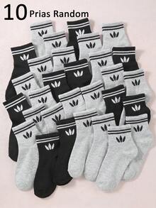 20 Pairs Unisex Kids Athletic Ankle Socks, Striped Pattern Minimalist Casual Style For Boys & Girls, Ideal For Daily School & Everyday Wear - Multicolor - View 15