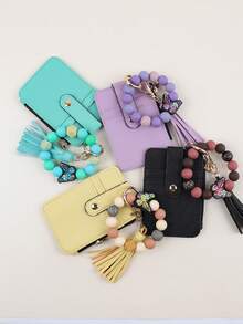 1 Pieza Cartera de Muñeca para Mujeres con Llavero – Tarjetero RFID Cartera Pequeña de Muñeca con Anillo para Llaves - Multicolor - Ver 7