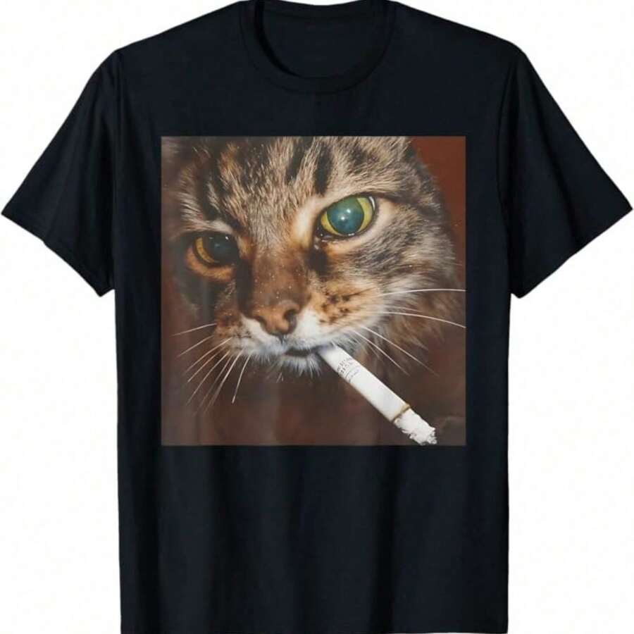 Funny Cat Meme T-Shirt - Black 2 - View 1