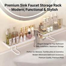 Plastic Over Faucet Hanging Sink Storage Rack With Slatted Drainage, Sturdy Durable Space Saving Multi-Functional Sink Organizer Easy To Clean, No Drill Hanging Shelf For Bathroom Vanity Skincare Cosmetics Storage Kitchen Sink Sponge Brush Holder - Multicolor - View 6