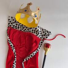 3pcs/1set King Crown Set | Includes Red Cape, Scepter And Accessories 3pcs Noble Party Costume, Made Of Durable Fiber Material, Suitable For Graduation Prom, Celebration Occasions And Halloween - Multicolor - View 2