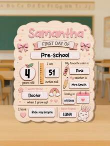 Personalized First Day Of School Sign, Customizable Text Photo Prop, Writable Back To School Photo Prop, First Day Of School Commemorative Board, Suit - Multicolor - View 15