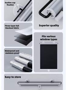 1/2/4pcs Portable Blackout Roller Blinds With Suction Cups, Sun Protection, Heat Insulation, Privacy Window Shades, No Installation Required, For Home/Bedroom/Office/Bathroom/Storage Room, Car Sunshade, Suitable For Families And Travelers - Full Shading - View 4