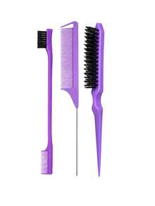Hair Styling Tool Set (Includes Spray Bottle, Rat Tail Comb, Hairline Comb And Sectioning Clips) Lightweight Accessory Set, Suitable For Daily Updo, Bun, Sectioning And Smoothing Hairstyles - Purple - View 10