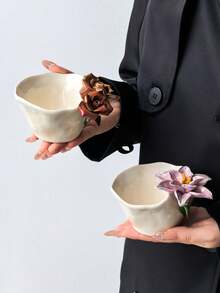 1pc Handmade Ceramic Floral Coffee Cup | Artistic 3D Floral Design | Suitable For Coffee, Tea, Afternoon Tea, Office Desk Decoration - Multicolor - View 4