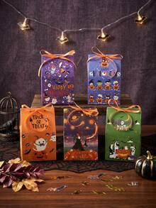 12pcs Halloween Gift Boxes With Ribbon, Pumpkin, Ghost, Bat Pattern, House Shaped Gift Boxes, Candy Boxes, Chocolate Boxes, Halloween Gift Packaging Supplies, Trick Or Treat Gift Boxes, Halloween Party Small Gift Boxes, Halloween Decoration, Halloween Party Supplies, Happy Halloween Party Decoration, Halloween Gifts, Party Small Gifts - Halloween Mix - View 8