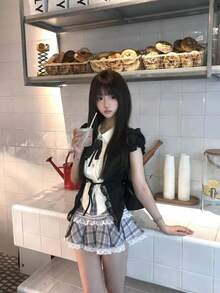 Cute Girl Halloween Cosplay Outfit, Perfect For Cosplay Events, School Uniform Style, Graduation Outfit, Girly Date Outfit, Idol Fan Activity Outfit, Classical Mini Skirt, Sizes S-XL - 黑色 - 查看 8