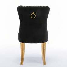 Set Of 2 65 Cm Dining Chairs In Velvet For Kitchen And Dining Room - Black - View 6