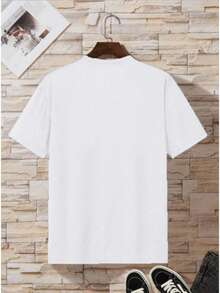 Men's Letter Print T-Shirt - White - View 3
