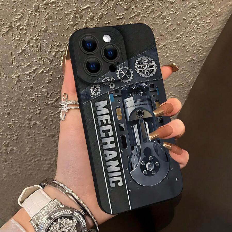 This Black Phone Case Showcases The Technological Appeal Of Smartphones With Its Precision-Machined Patterns. The Design Includes Gears, A Piston System, And The Prominent "MECHANIC" Logo, Exuding Industrial Style And Technical Elegance. Suitable For The 17, 17 Pro, And 17 Pro Max Models, This Unique Phone Case Is Perfect For Modern Professionals And Those Who Appreciate Industrial Aesthetics. - (單色)每包1件 - 查看 1